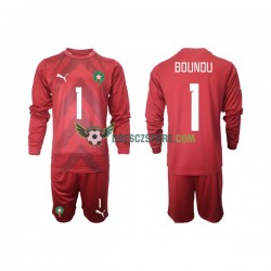 Maroko Yassine Bounou 1 Brankářské Domácí Dres 2022 Dlouhý rukáv Děti Fotbalové Dresy