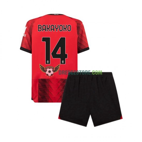 AC Milán Tiemoue Bakayoko 14 Domácí Dres 2023-2024 Krátký rukáv Děti Fotbalové Dresy