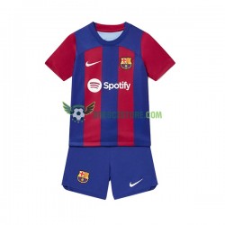 FC Barcelona Domácí Dres 2023-2024 Krátký rukáv Děti Fotbalové Dresy