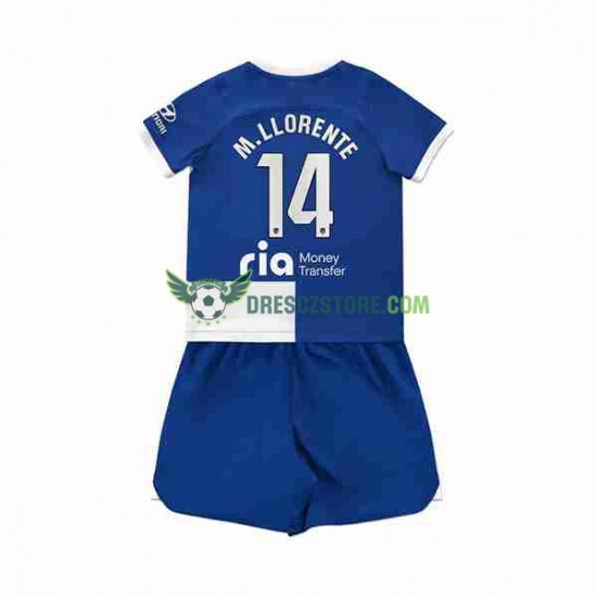 Atlético Madrid 2 Marcos Llorente 14 Venkovní Dres 2023-2024 Krátký rukáv Děti Fotbalové Dresy
