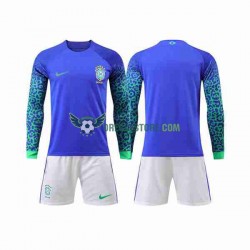 Brazílie Venkovní Dres MS ve fotbale 2022 Dlouhý rukáv Děti Fotbalové Dresy
