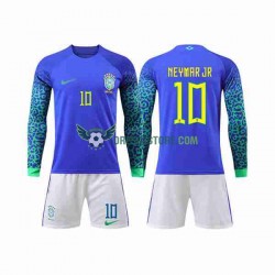 Brazílie Neymar Jr 10 Venkovní Dres MS ve fotbale 2022 Dlouhý rukáv Děti Fotbalové Dresy