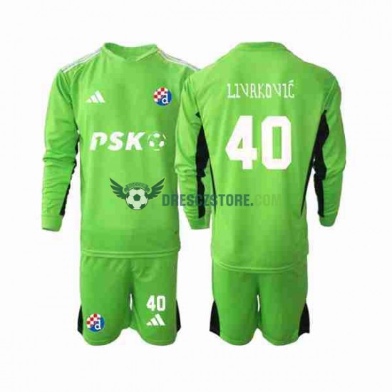 Dinamo Zagreb Livakovic 40 Brankářské Domácí Dres 2023-2024 Dlouhý rukáv Děti Fotbalové Dresy