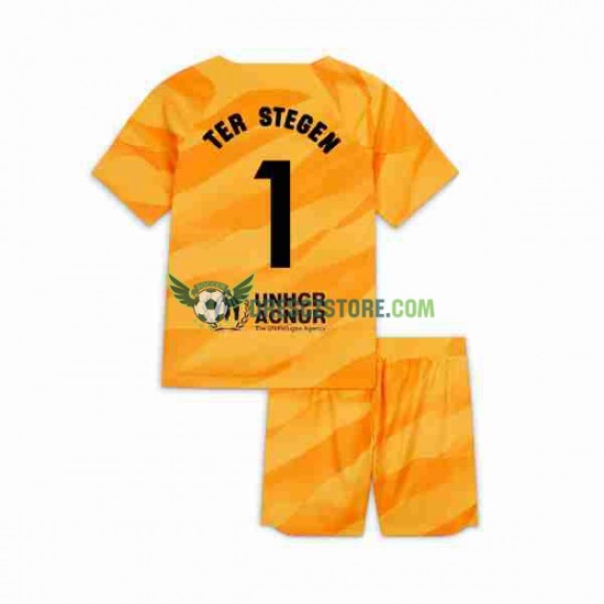 FC Barcelona Ter Stegen 1 Brankářské Čtvrtý Dres 2023-2024 Krátký rukáv Děti Fotbalové Dresy