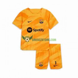 FC Barcelona Ter Stegen 1 Brankářské Čtvrtý Dres 2023-2024 Krátký rukáv Děti Fotbalové Dresy
