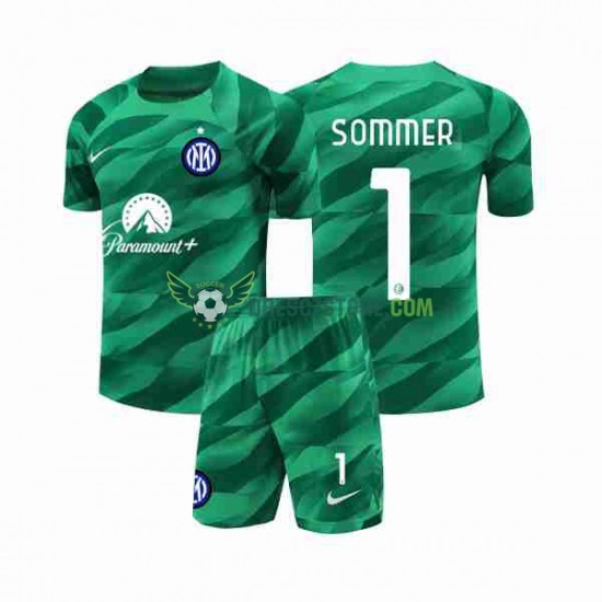 Inter Milán Sommer 1 Brankářské Venkovní Dres 2023-2024 Krátký rukáv Děti Fotbalové Dresy