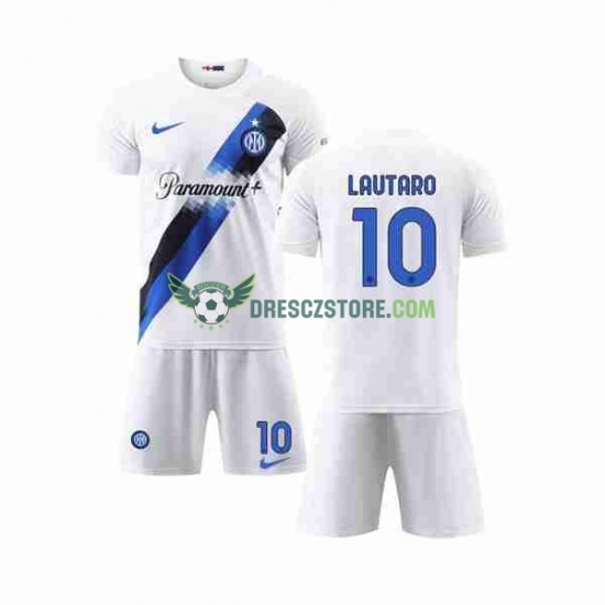 Inter Milán Lautaro Martinez 10 Venkovní Dres 2023-2024 Krátký rukáv Děti Fotbalové Dresy