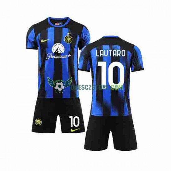 Inter Milán Lautaro Martinez 10 Domácí Dres 2023-2024 Krátký rukáv Děti Fotbalové Dresy