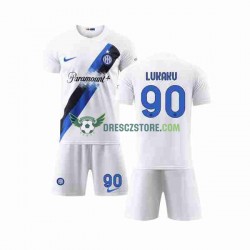 Inter Milán Lukaku 90 Venkovní Dres 2023-2024 Krátký rukáv Děti Fotbalové Dresy