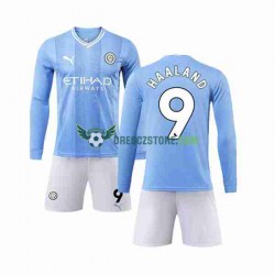 Manchester City Haaland 9 Domácí Dres 2023-2024 Dlouhý rukáv Děti Fotbalové Dresy