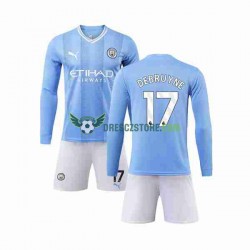 Manchester City Kevin De Bruyne 17 Domácí Dres 2023-2024 Dlouhý rukáv Děti Fotbalové Dresy