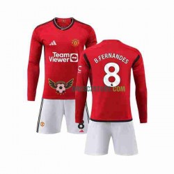 Manchester United B Fernandes 8 Domácí Dres 2023-2024 Dlouhý rukáv Děti Fotbalové Dresy