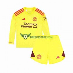 Manchester United Brankářské Domácí Dres 2023-2024 Dlouhý rukáv Děti Fotbalové Dresy