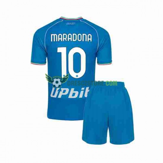 SSC Neapol Maradona 10 Domácí Dres 2023-2024 Krátký rukáv Děti Fotbalové Dresy