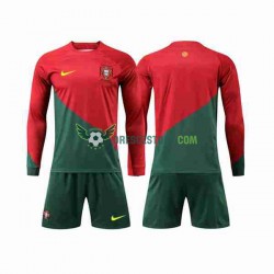Portugalsko Domácí Dres MS ve fotbale 2022 Dlouhý rukáv Děti Fotbalové Dresy