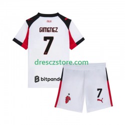 AC Milán Santiago Gimenez 7 Venkovní Dres 2025-2026 Krátký rukáv Děti Fotbalové Dresy