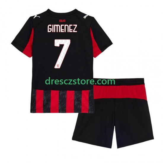 AC Milán Santiago Gimenez 7 Domácí Dres 2025-2026 Krátký rukáv Děti Fotbalové Dresy