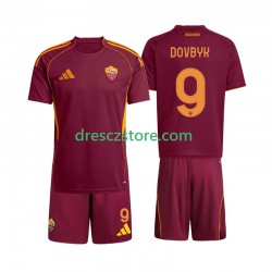 AS Řím Artem Dovbyk 9 Domácí Dres 2025-2026 Krátký rukáv Děti Fotbalové Dresy