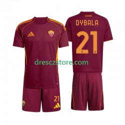 AS Řím Dybala 21 Domácí Dres 2025-2026 Krátký rukáv Děti Fotbalové Dresy