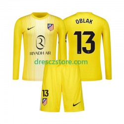 Atlético Madrid Jan Oblak 13 Brankářské Domácí Dres 2025-2026 Dlouhý rukáv Děti Fotbalové Dresy