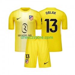 Atlético Madrid Jan Oblak 13 Brankářské Domácí Dres 2025-2026 Krátký rukáv Děti Fotbalové Dresy