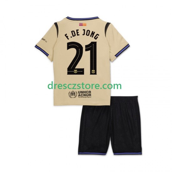 FC Barcelona Frenkie de Jong 21 UCL Venkovní Dres 2025-2026 Krátký rukáv Děti Fotbalové Dresy
