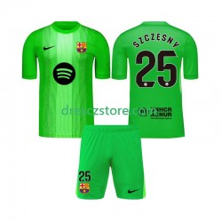 FC Barcelona Szczesny 25 Brankářské Domácí Dres 2025-2026 Krátký rukáv Děti Fotbalové Dresy