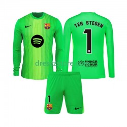 FC Barcelona Ter Stegen 1 Brankářské Domácí Dres 2025-2026 Dlouhý rukáv Děti Fotbalové Dresy