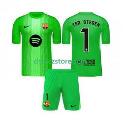 FC Barcelona Ter Stegen 1 Brankářské Domácí Dres 2025-2026 Krátký rukáv Děti Fotbalové Dresy