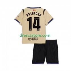 FC Barcelona Marcus Rashford 14 UCL Venkovní Dres 2025-2026 Krátký rukáv Děti Fotbalové Dresy