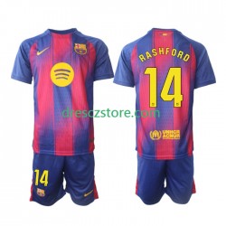 FC Barcelona Marcus Rashford 14 Domácí Dres 2025-2026 Krátký rukáv Děti Fotbalové Dresy