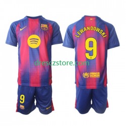 FC Barcelona Robert Lewandowski 9 Domácí Dres 2025-2026 Krátký rukáv Děti Fotbalové Dresy