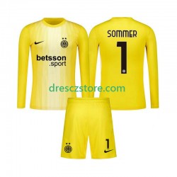 Inter Milán Yann Sommer 1 Brankářské Venkovní Dres 2025-2026 Dlouhý rukáv Děti Fotbalové Dresy