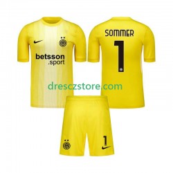 Inter Milán Yann Sommer 1 Brankářské Venkovní Dres 2025-2026 Krátký rukáv Děti Fotbalové Dresy