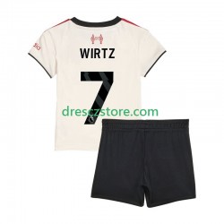 Liverpool Florian Wirtz 7 Venkovní Dres 2025-2026 Krátký rukáv Děti Fotbalové Dresy