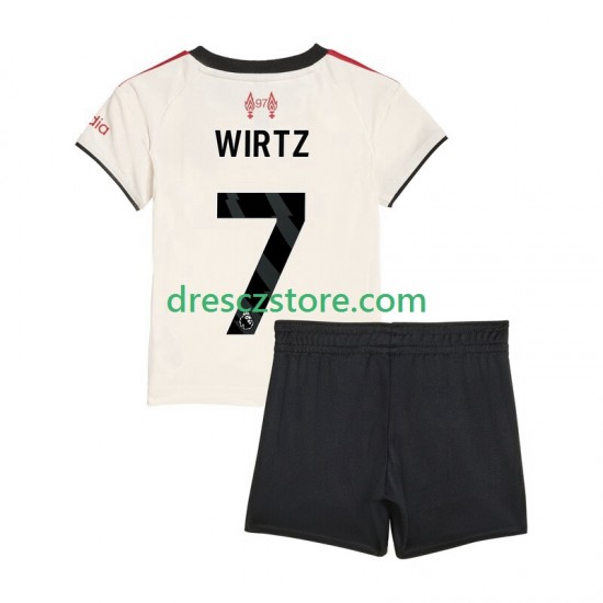 Liverpool Florian Wirtz 7 Venkovní Dres 2025-2026 Krátký rukáv Děti Fotbalové Dresy