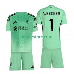Liverpool Alisson Becker 1 Brankářské Domácí Dres 2025-2026 Krátký rukáv Děti Fotbalové Dresy