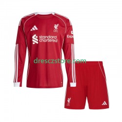 Liverpool Domácí Dres 2025-2026 Dlouhý rukáv Děti Fotbalové Dresy