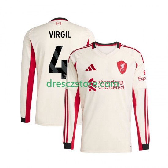 Liverpool Virgil van Dijk 4 Venkovní Dres 2025-2026 Dlouhý rukáv Muže Fotbalové Dresy