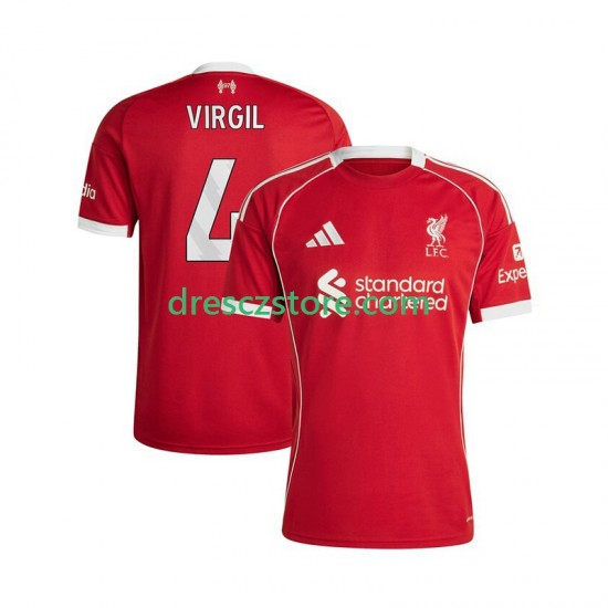 Liverpool Virgil van Dijk 4 Domácí Dres 2025-2026 Krátký rukáv Muže Fotbalové Dresy