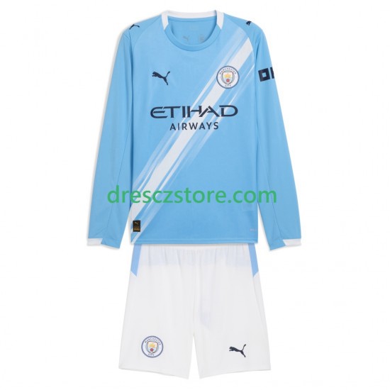 Manchester City Domácí Dres 2025-2026 Dlouhý rukáv Děti Fotbalové Dresy
