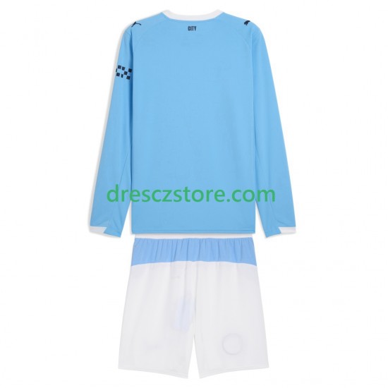 Manchester City Domácí Dres 2025-2026 Dlouhý rukáv Děti Fotbalové Dresy