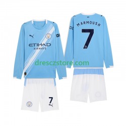 Manchester City Omar Marmoush 7 Domácí Dres 2025-2026 Dlouhý rukáv Děti Fotbalové Dresy