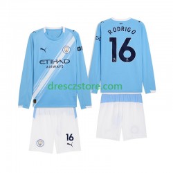 Manchester City Rodrigo Hernandez 16 Domácí Dres 2025-2026 Dlouhý rukáv Děti Fotbalové Dresy