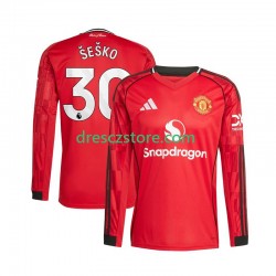 Manchester United Benjamin Sesko 30 Domácí Dres 2025-2026 Dlouhý rukáv Muže Fotbalové Dresy