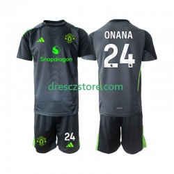 Manchester United Andre Onana 24 Brankářské Venkovní Dres 2025-2026 Krátký rukáv Děti Fotbalové Dresy
