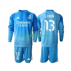 Real Madrid Andriy Lunin 13 Brankářské Domácí Dres 2025-2026 Dlouhý rukáv Děti Fotbalové Dresy