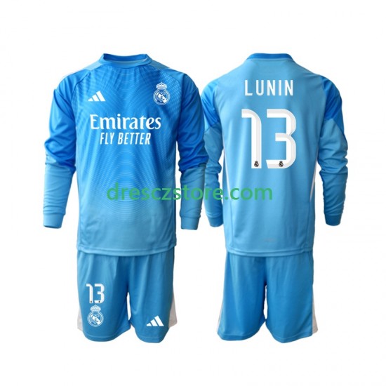Real Madrid Andriy Lunin 13 Brankářské Domácí Dres 2025-2026 Dlouhý rukáv Děti Fotbalové Dresy