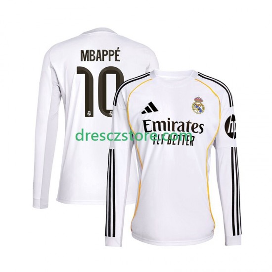 Real Madrid Mbappé Kylian 10 Domácí Dres 2025-2026 Dlouhý rukáv Muže Fotbalové Dresy