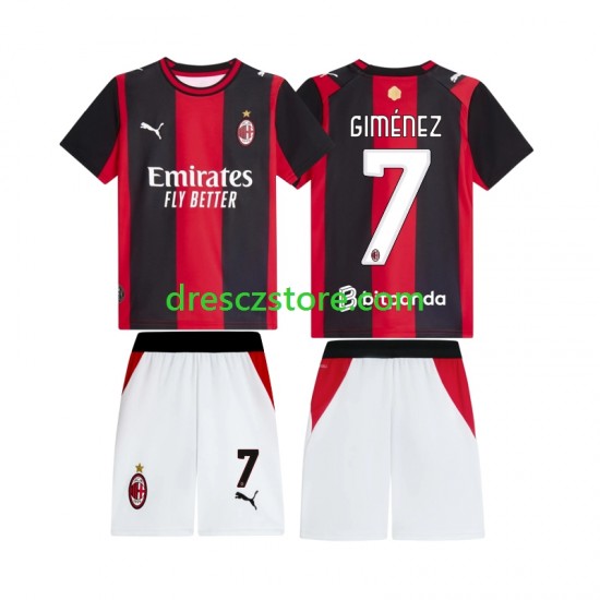AC Milán Gimenez 7 Domácí Dres 2026-2027 Krátký rukáv Děti Fotbalové Dresy
